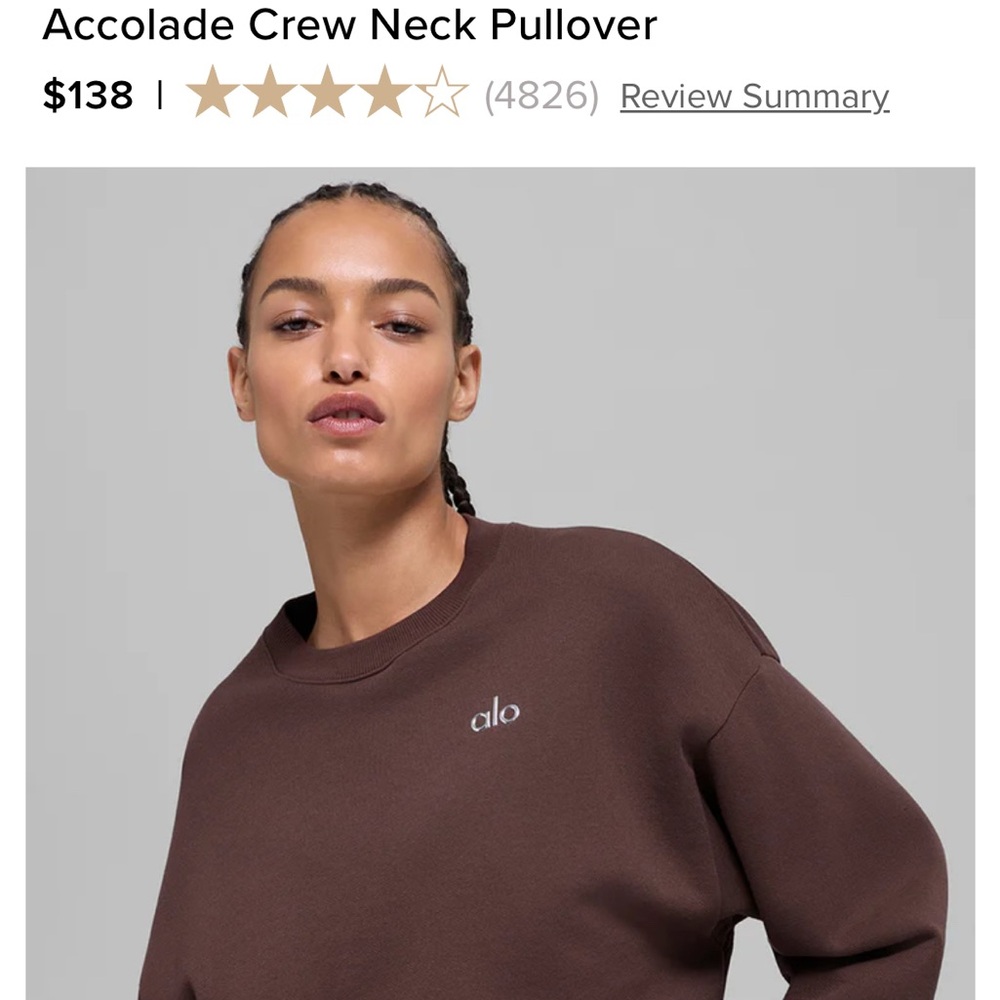 ALO Yoga women’s brown accolade crew neck pullover - Picture 2 of 8